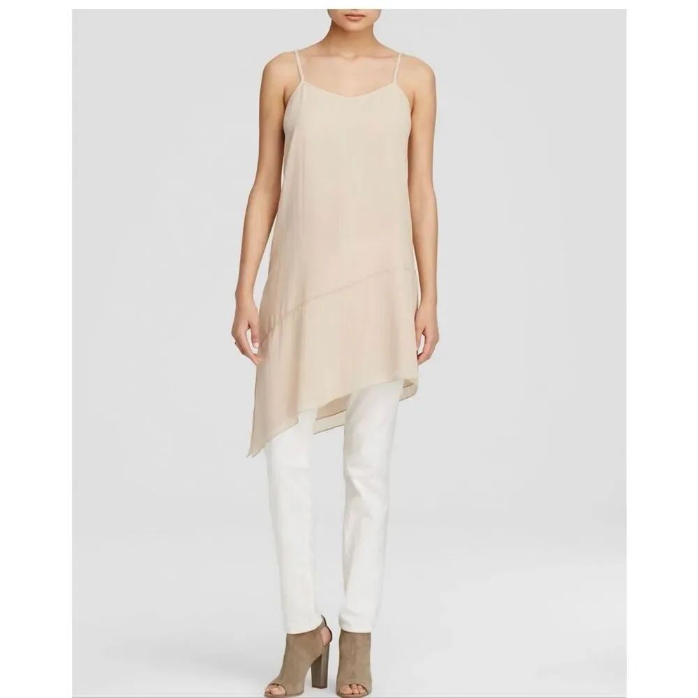 Eileen Fisher Project Cream Asymmetrical Cami Silk Lined Tunic Dress Size XL